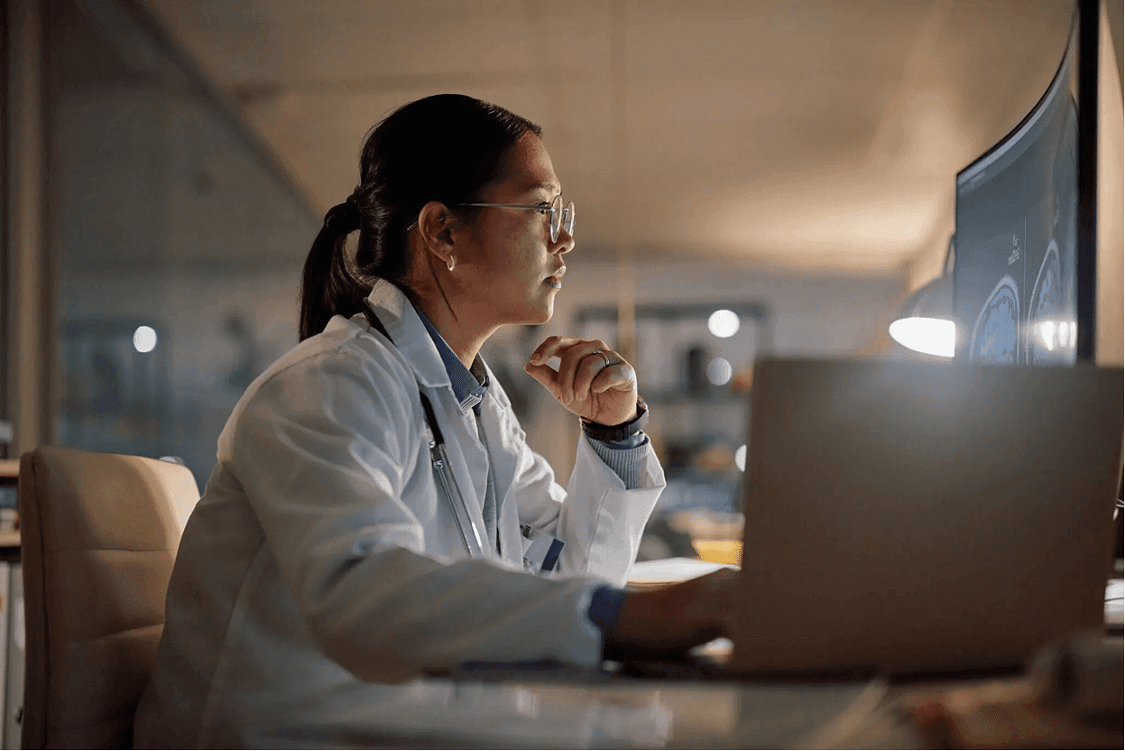 Doctor working on a computer