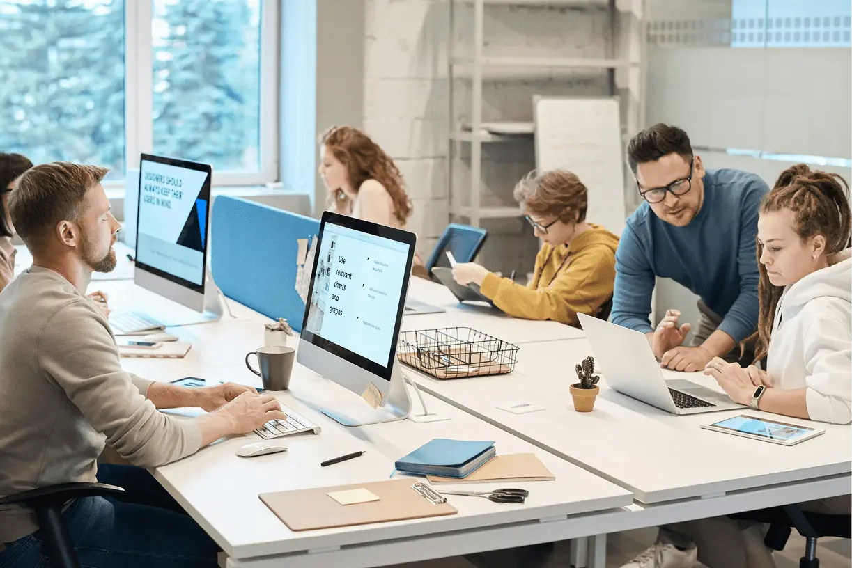 team working in an office